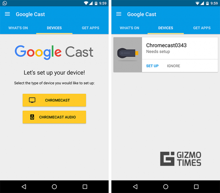 google chromecast setup app